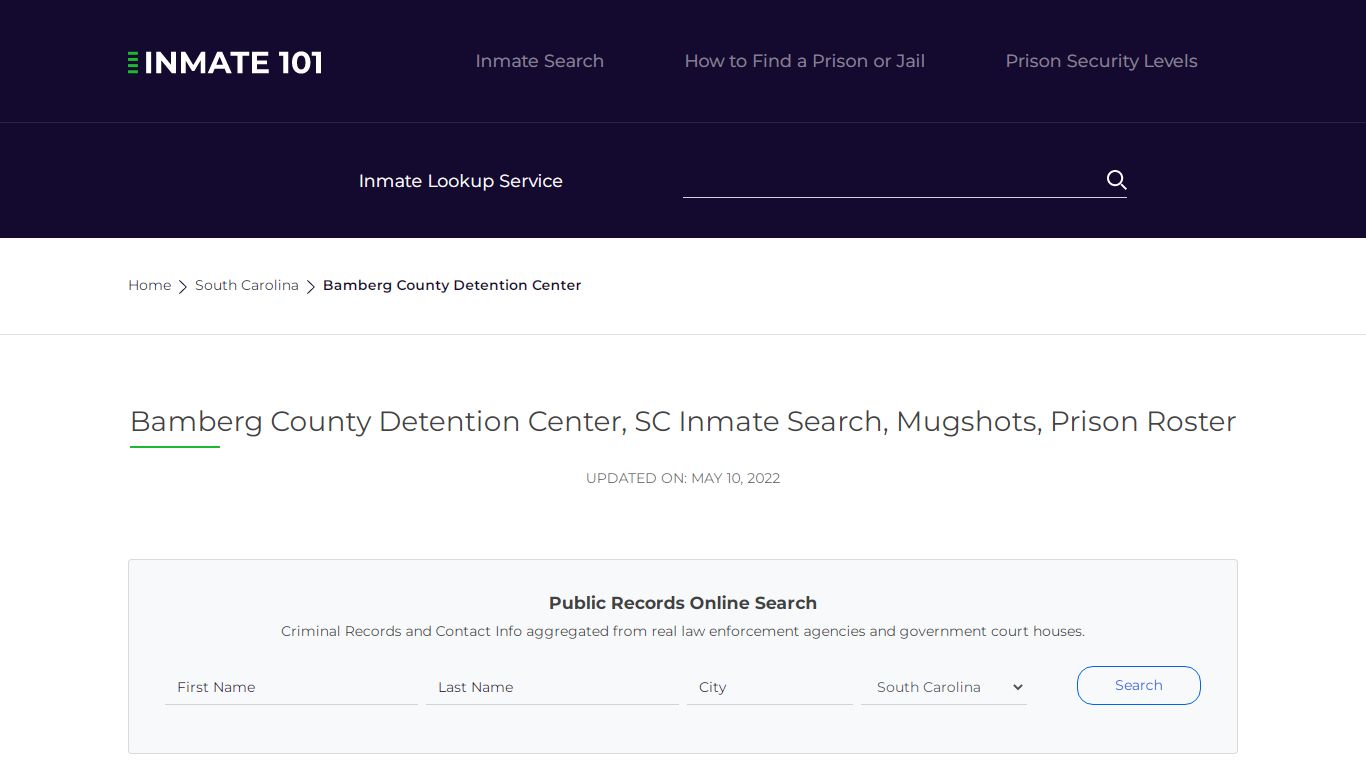 Bamberg County Detention Center, SC Inmate Search ...